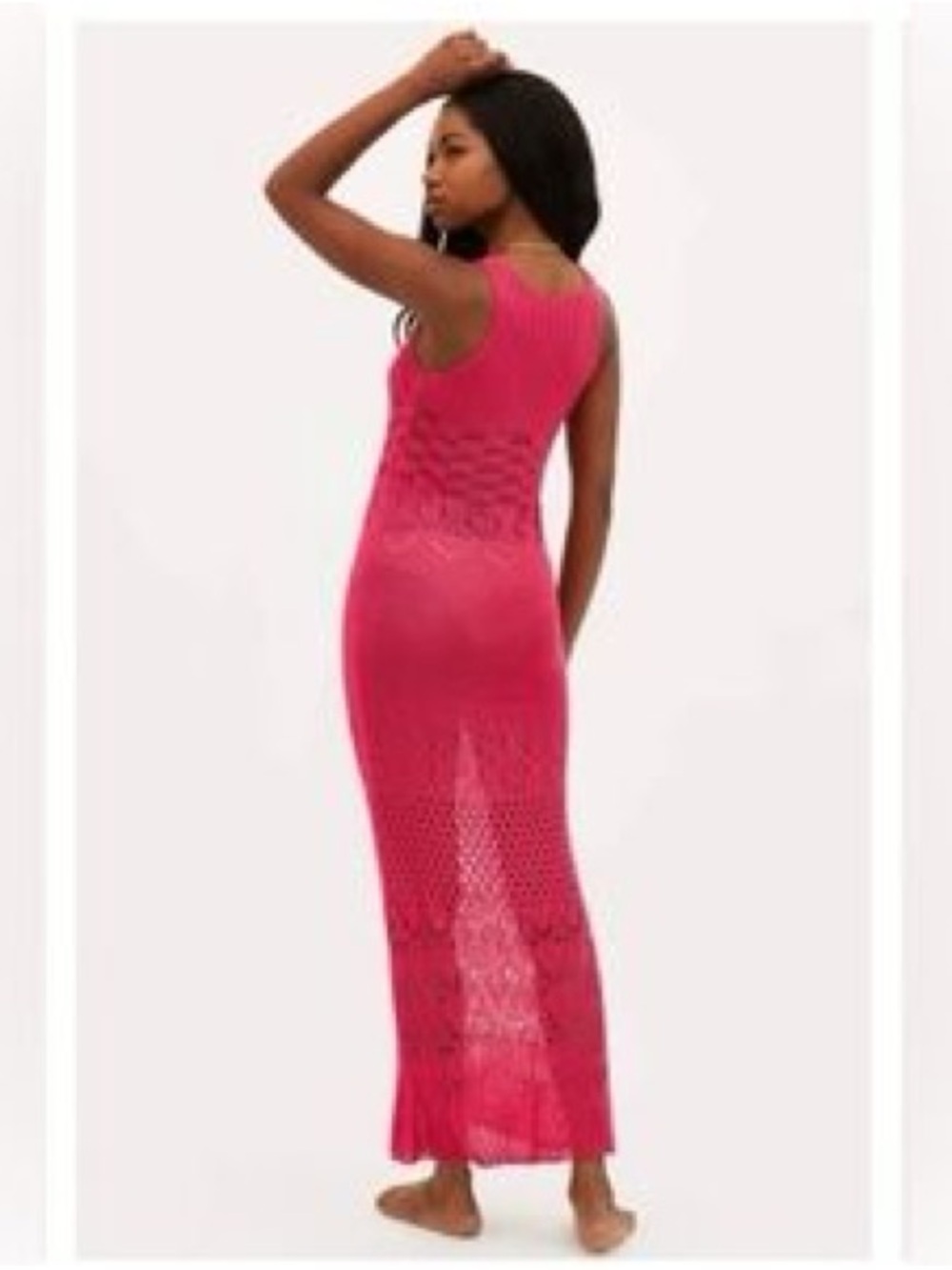 Beach Riot Hot Pink Crochet Maxi Cover-Up Dress